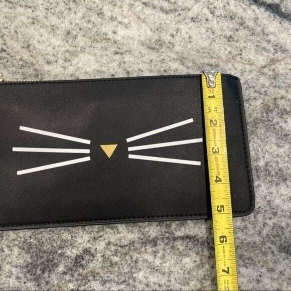 Black Cat Whiskers Clutch Purse Bag Cat Lady Handbag Kitty Faux Leather Clutch - Picture 3 of 8